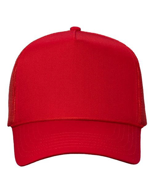 Load image into Gallery viewer, Valucap 8804H Five-Panel Trucker Cap - Red