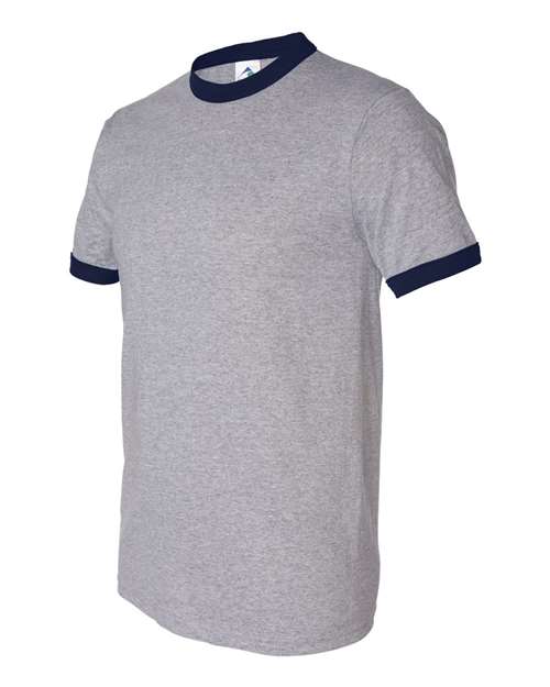 Load image into Gallery viewer, Augusta Sportswear 710 Unisex 50/50 Ringer T-Shirt - Athletic Heather/ Navy