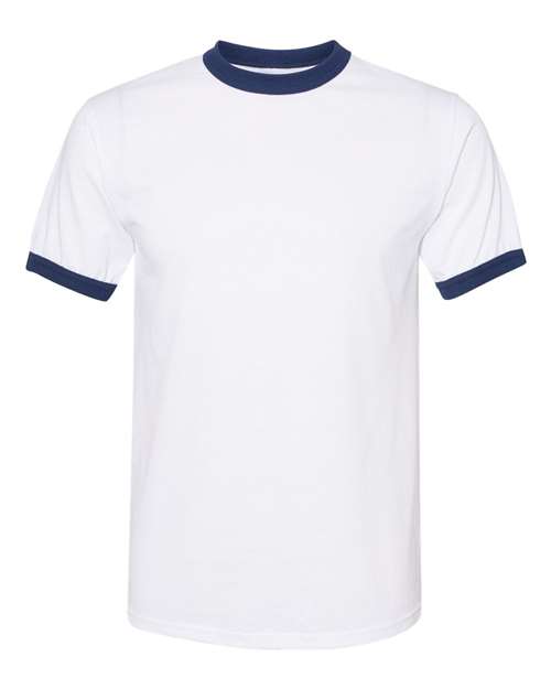 Load image into Gallery viewer, Augusta Sportswear 710 Unisex 50/50 Ringer T-Shirt - White/ Navy