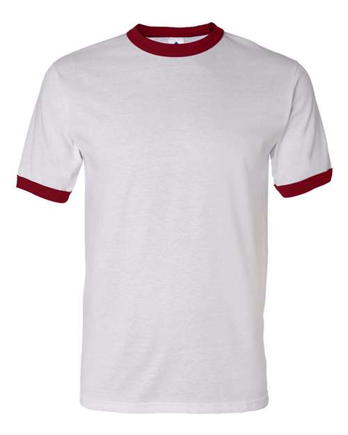 Load image into Gallery viewer, Augusta Sportswear 710 Unisex 50/50 Ringer T-Shirt - White/ Red