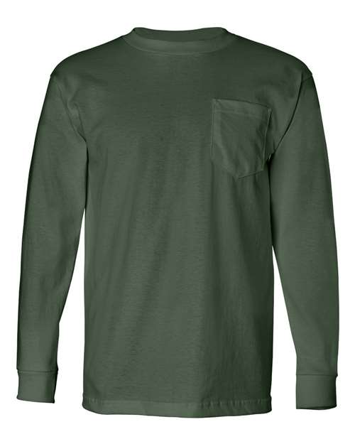 Load image into Gallery viewer, Unisex USA-Made Long Sleeve Pocket T-Shirt - Forest Green