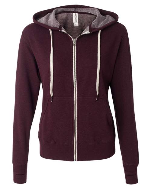 Load image into Gallery viewer, Unisex Heathered French Terry Full-Zip Hooded Sweatshirt - Burgundy Heather