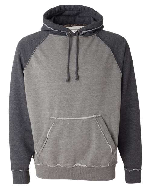 Load image into Gallery viewer, J. America 8885 Men's Vintage Heather Hooded Sweatshirt - Smoke Heather/ Charcoal Heather