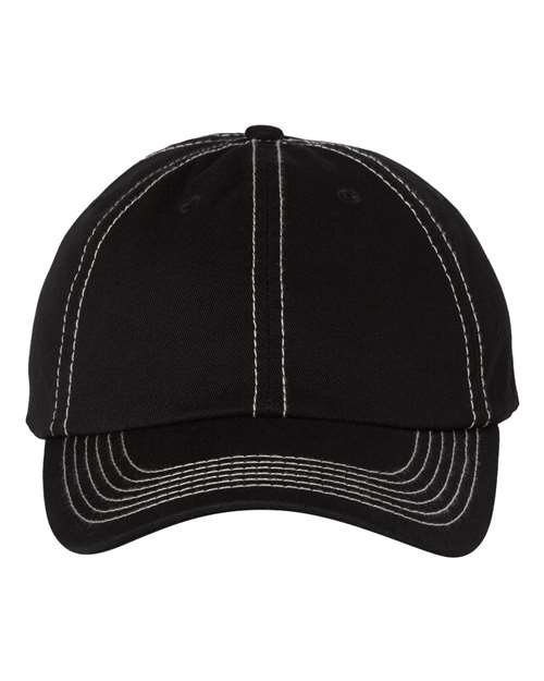 Load image into Gallery viewer, Valucap VC300A Bio-Washed Classic Dad Hat - Black/ Stone Stitch