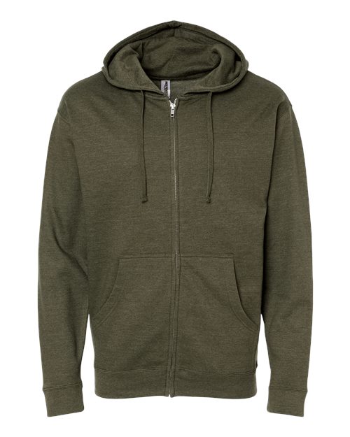 Load image into Gallery viewer, Unisex Midweight Full-Zip Hooded Sweatshirt - Army Heather