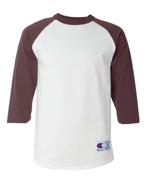 Load image into Gallery viewer, Unisex Raglan Sleeve Baseball T-Shirt - White/ Maroon