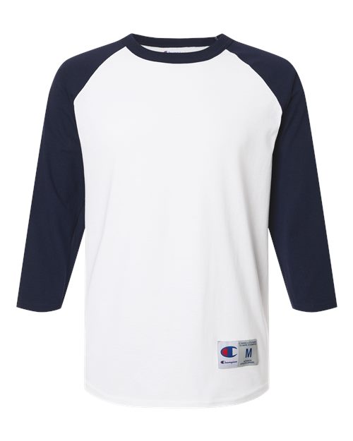 Load image into Gallery viewer, Unisex Raglan Sleeve Baseball T-Shirt - White/ Navy