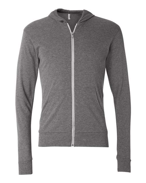 Load image into Gallery viewer, Unisex Triblend Lightweight Full-Zip Hooded Long Sleeve Tee — product photo 2