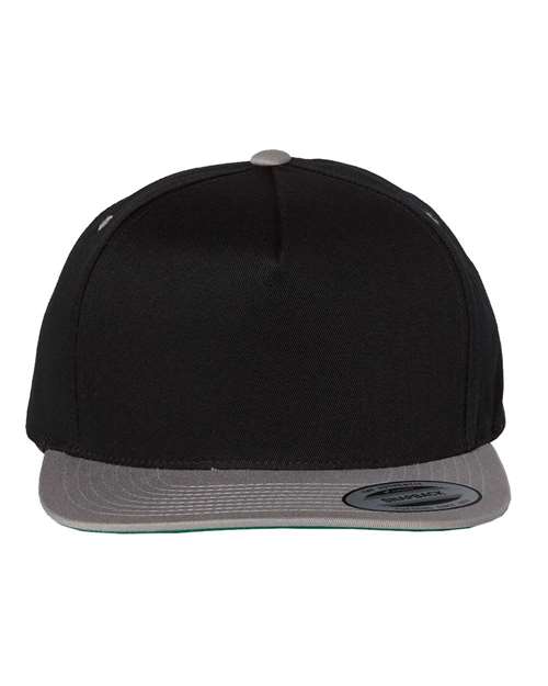 Load image into Gallery viewer, YP Classics 6007 Five-Panel Cotton Twill Snapback Cap - Black/ Grey
