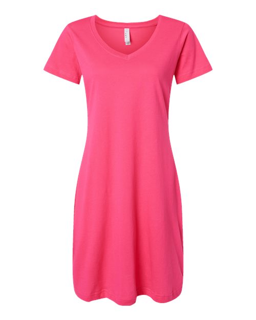 Load image into Gallery viewer, LAT 3522 Women's Fine Jersey V-Neck Coverup - Hot Pink