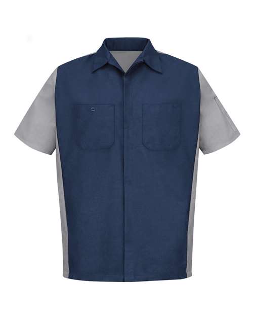 Load image into Gallery viewer, Red Kap SY20 Men's Short Sleeve Automotive Crew Shirt - Navy/ Grey