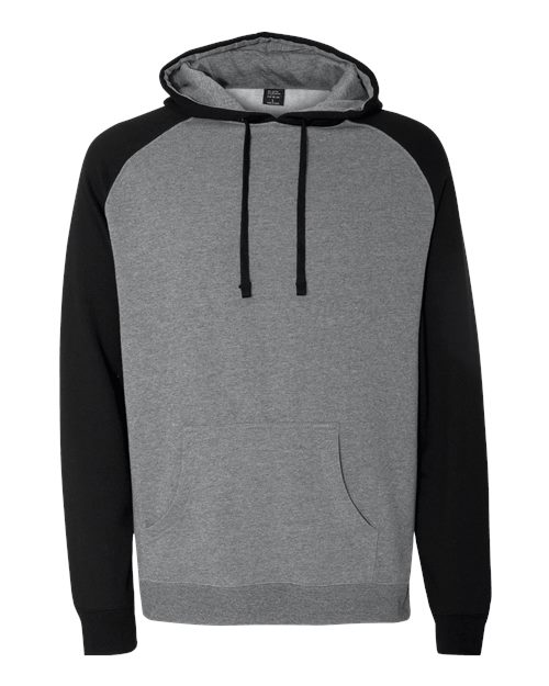 Load image into Gallery viewer, Unisex Raglan Hooded Sweatshirt - Gunmetal Heather/ Black