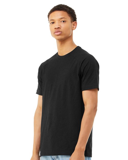 Load image into Gallery viewer, Men's Heather CVC Raglan Tee — blank t-shirt for DTF printing