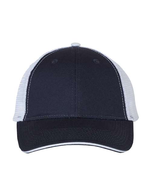Load image into Gallery viewer, Valucap S102 Sandwich Trucker Cap - Navy/ White