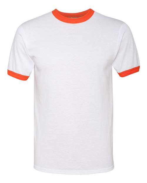 Load image into Gallery viewer, Augusta Sportswear 710 Unisex 50/50 Ringer T-Shirt - White/ Orange