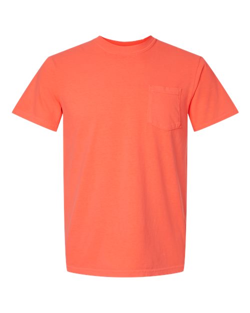 Load image into Gallery viewer, Unisex Garment-Dyed Heavyweight Pocket T-Shirt - Neon Red Orange