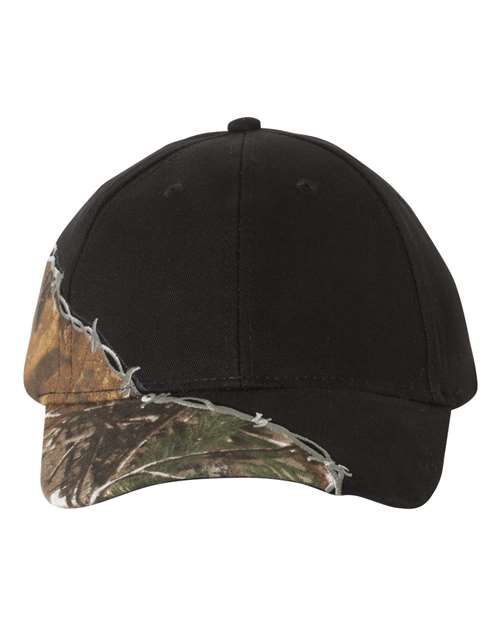 Load image into Gallery viewer, Kati LC4BW Licensed Camo with Barbed Wire Embroidery Cap - Black/ Realtree AP