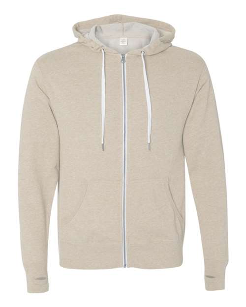 Load image into Gallery viewer, Unisex Heathered French Terry Full-Zip Hooded Sweatshirt - Oatmeal Heather