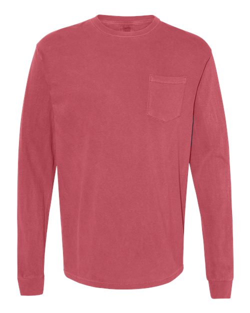Load image into Gallery viewer, Unisex Garment-Dyed Heavyweight Long Sleeve Pocket T-Shirt - Crimson