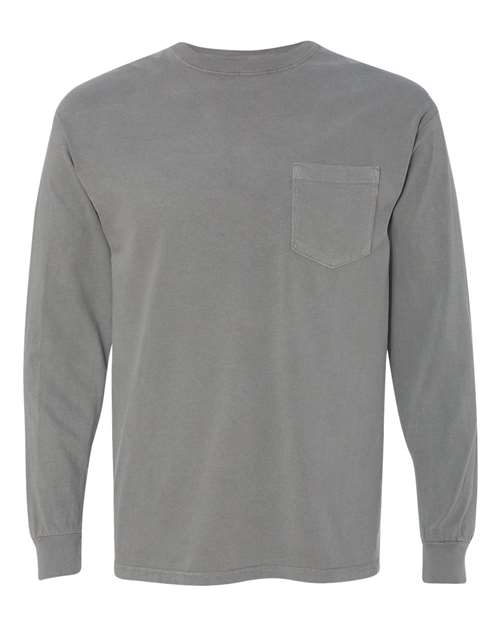 Load image into Gallery viewer, Unisex Garment-Dyed Heavyweight Long Sleeve Pocket T-Shirt - Grey