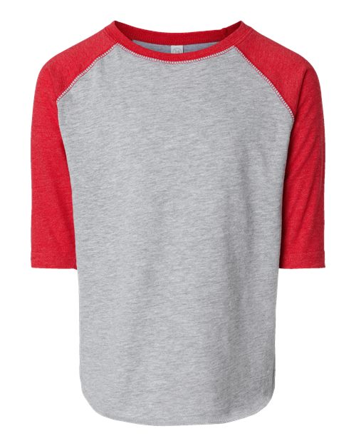 Load image into Gallery viewer, Toddler Baseball Fine Jersey Three-Quarter Sleeve Tee - Vintage Heather/ Vintage Red