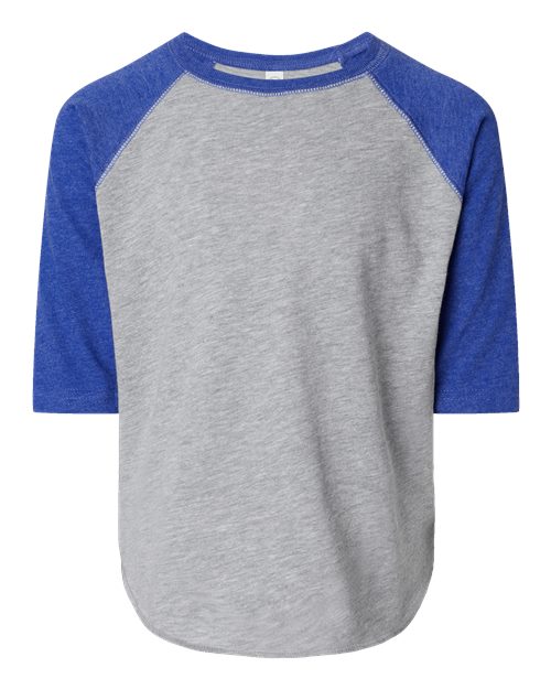 Load image into Gallery viewer, Toddler Baseball Fine Jersey Three-Quarter Sleeve Tee - Vintage Heather/ Vintage Royal