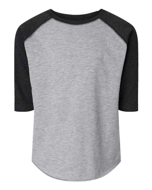 Load image into Gallery viewer, Toddler Baseball Fine Jersey Three-Quarter Sleeve Tee - Vintage Heather/ Vintage Smoke