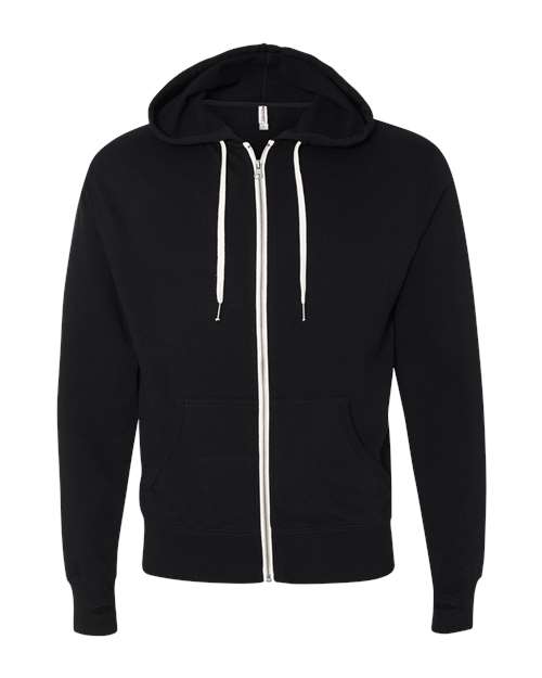 Load image into Gallery viewer, Unisex Heathered French Terry Full-Zip Hooded Sweatshirt - Black
