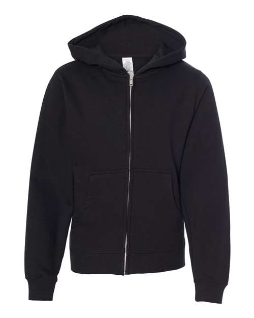 Load image into Gallery viewer, Youth Midweight Full-Zip Hooded Sweatshirt - Black