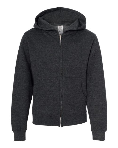 Load image into Gallery viewer, Youth Midweight Full-Zip Hooded Sweatshirt - Charcoal Heather