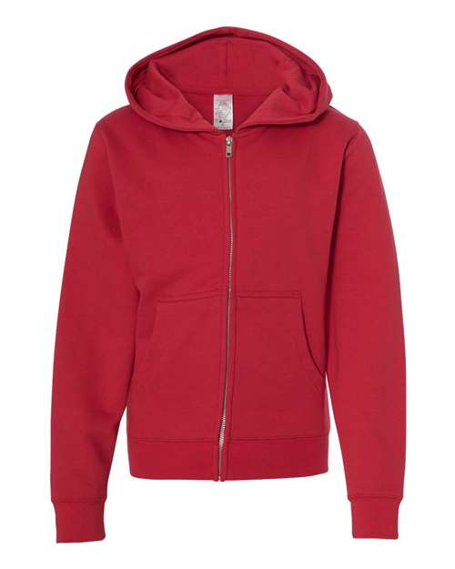 Load image into Gallery viewer, Youth Midweight Full-Zip Hooded Sweatshirt - Red