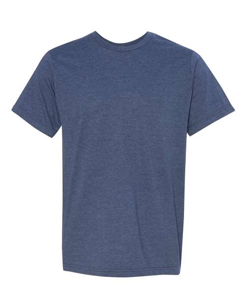 Load image into Gallery viewer, Unisex USA-Made 50/50 Fine Jersey T-Shirt - Heather Navy