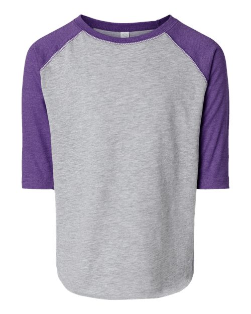 Load image into Gallery viewer, Toddler Baseball Fine Jersey Three-Quarter Sleeve Tee - Vintage Heather/ Vintage Purple