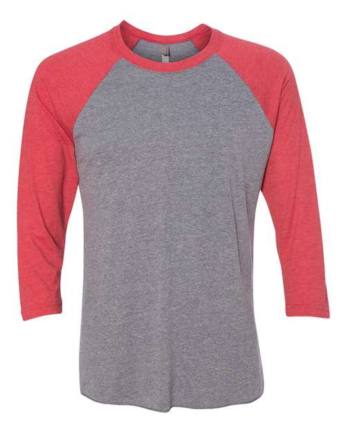 Load image into Gallery viewer, Unisex Triblend Three-Quarter Raglan T-Shirt - Vintage Red Sleeves/ Premium Heather Body