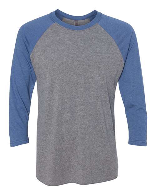 Load image into Gallery viewer, Unisex Triblend Three-Quarter Raglan T-Shirt - Vintage Royal Sleeves/ Premium Heather Body