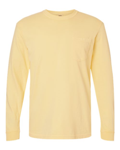 Load image into Gallery viewer, Unisex Garment-Dyed Heavyweight Long Sleeve Pocket T-Shirt - Butter