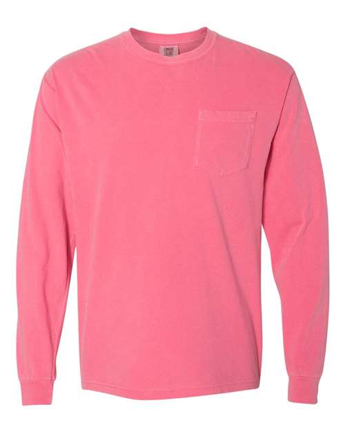 Load image into Gallery viewer, Unisex Garment-Dyed Heavyweight Long Sleeve Pocket T-Shirt - Crunchberry