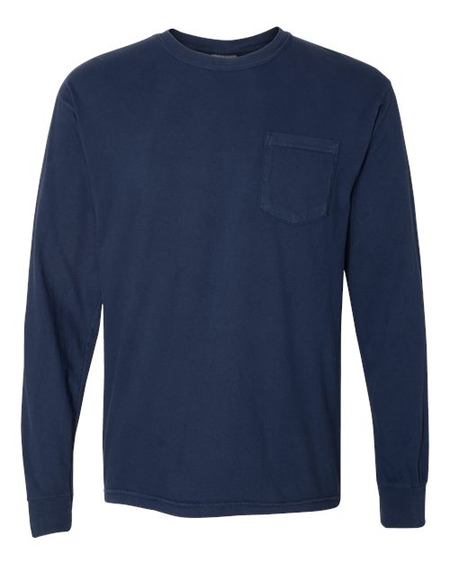 Load image into Gallery viewer, Unisex Garment-Dyed Heavyweight Long Sleeve Pocket T-Shirt - True Navy