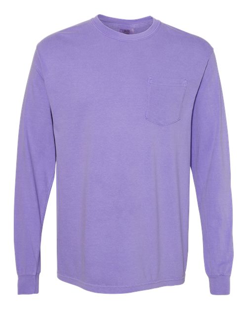 Load image into Gallery viewer, Unisex Garment-Dyed Heavyweight Long Sleeve Pocket T-Shirt - Violet