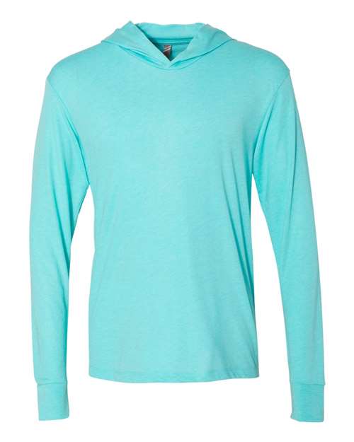 Load image into Gallery viewer, Unisex Triblend Hooded Long Sleeve Pullover T-Shirt - Tahiti Blue