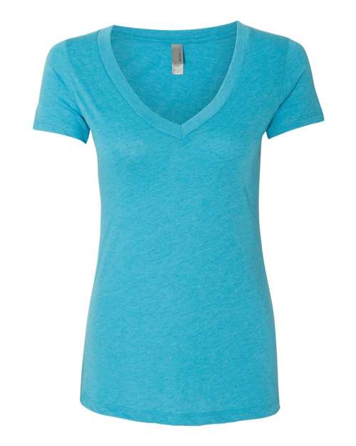 Load image into Gallery viewer, Women’s Triblend Deep V-Neck T-Shirt - Vintage Turquoise