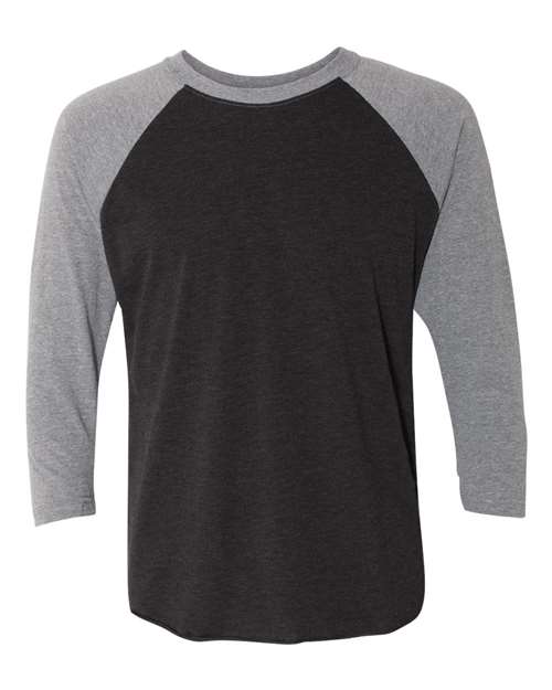Load image into Gallery viewer, Unisex Triblend Three-Quarter Raglan T-Shirt - Premium Heather Sleeves/ Vintage Black Body