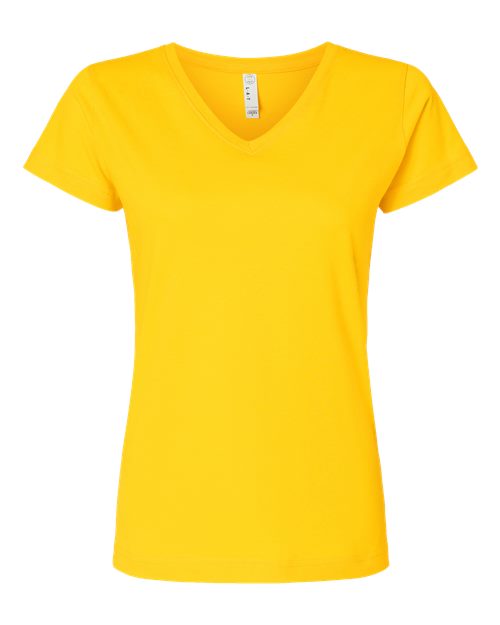 Load image into Gallery viewer, LAT 3507 Women's Fine Jersey V-Neck Tee - Yellow