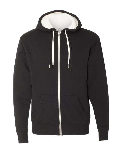 Load image into Gallery viewer, Unisex Sherpa-Lined Hooded Sweatshirt - Black