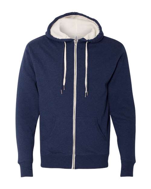 Load image into Gallery viewer, Unisex Sherpa-Lined Hooded Sweatshirt - Navy Heather