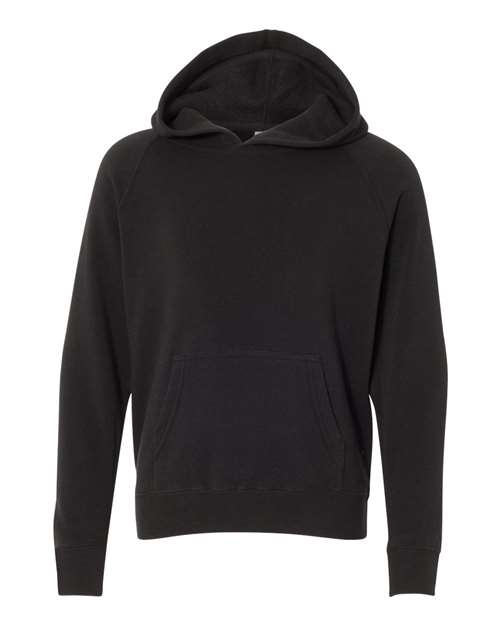 Load image into Gallery viewer, Youth Lightweight Special Blend Raglan Hooded Sweatshirt - Black