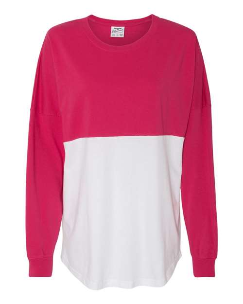 Load image into Gallery viewer, J. America 8229 Unisex Game Day Jersey Long Sleeve T-Shirt - Wildberry/ White