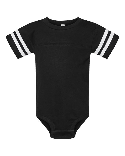 Load image into Gallery viewer, Infant Football Fine Jersey Bodysuit - Black Solid/ White
