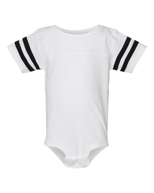 Load image into Gallery viewer, Infant Football Fine Jersey Bodysuit - White Solid/ Black