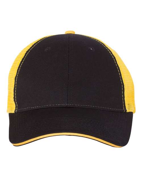 Load image into Gallery viewer, Valucap S102 Sandwich Trucker Cap - Black/ Gold